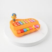 Vibrant 2-in-1 baby piano and xylophone musical toy for toddlers featuring colorful numbered keys and playing mallets. This educational instrument safely helps improve hand-eye coordination and sensory development.