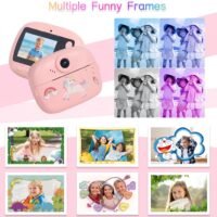 Happy kids playing with the Kids Instant Digital Print Camera that captures HD video and instantly prints photos using zero-ink thermal technology.