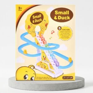 Electric Duck Climbing Stairs & Slide Track Toy with LED Lights & Music