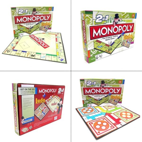 Premium 2-in-1 Monopoly and Ludo board game set featuring a double-sided board for kids and family game nights.